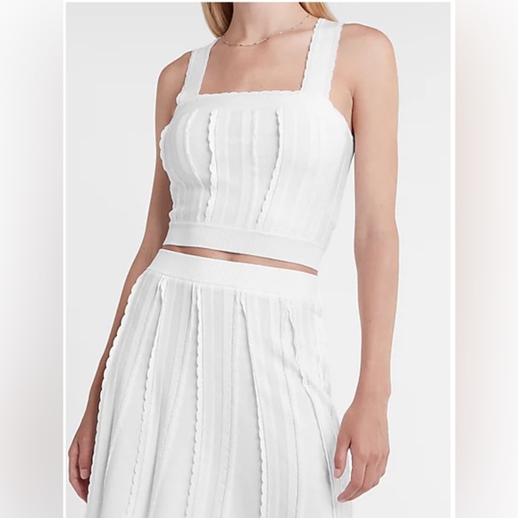 New With Tags Express High Waisted Scalloped Pleated Mini Sweater Skirt Size M - Picture 5 of 7